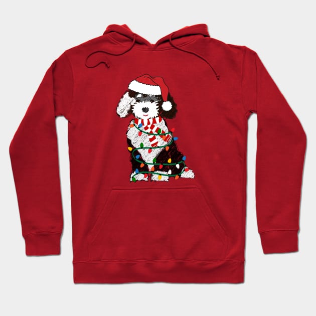 Cute Sheepadoodle Decorated With Christmas Lights Hoodie by EMR_Designs